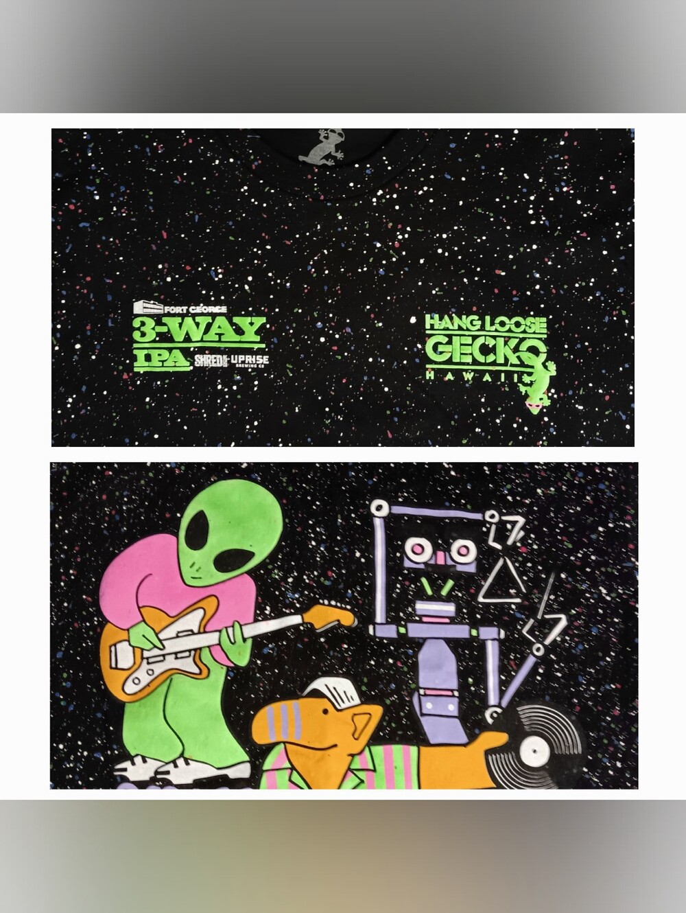Fort George Beer X Hang Loose Gecko t-shirt Space ALF Short Circuit Alien Rocker